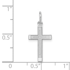 14K White Gold Laser Designed Cross Charm - 5