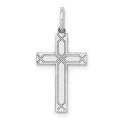 14K White Gold Laser Designed Cross Charm - 6