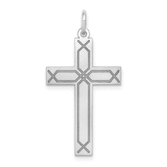 14K White Gold Laser Designed Cross Pendant - 7