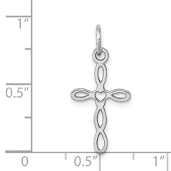 14K White Gold Loop w/Center Heart Cross Pendant