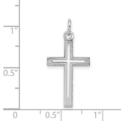 14K White Gold Laser Designed Cross Pendant - 4