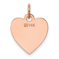 14k Rose Gold Plain .013 Gauge Engraveable Heart Disc Charm - 5