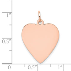 14k Rose Gold Plain .013 Gauge Engraveable Heart Disc Charm - 6