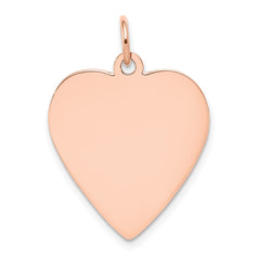 14k Rose Gold Plain .018 Gauge Engraveable Heart Disc Charm - 6