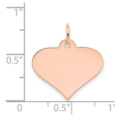 14k Rose Gold Plain .013 Gauge Engraveable Heart Disc Charm - 3