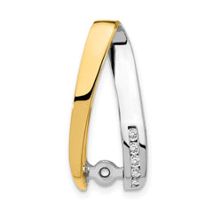 14k Two-tone Peg-Set AA Diamond Semi-Mount Slide Fits up to 4mm Regular/6mm Fancy or Reversible Omega