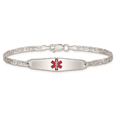 Sterling Silver Rhodium-plated Medical ID Anchor Link Bracelet - 7