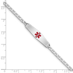 Sterling Silver Rhodium-plated Medical ID Anchor Link Bracelet - 7