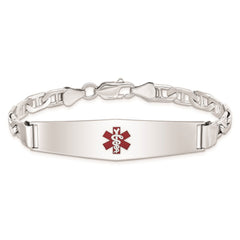 Sterling Silver Rhodium-plated Medical ID Anchor Link Bracelet - 22