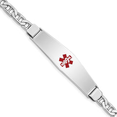 Sterling Silver Rhodium-plated Medical ID Anchor Link Bracelet - 22