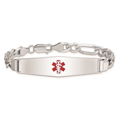 Sterling Silver Rhodium-plated Medical ID Figaro Link Bracelet