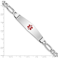 Sterling Silver Rhodium-plated Medical ID Figaro Link Bracelet - 7
