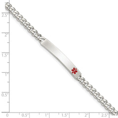 Sterling Silver Polished Medical Curb Link ID Bracelet - 9