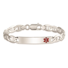 Sterling Silver Polished Medical Anchor Link ID Bracelet - 2