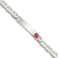 Sterling Silver Polished Medical Anchor Link ID Bracelet - 2