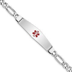 Sterling Silver Rhodium-plated Medical ID Figaro Link Bracelet - 7