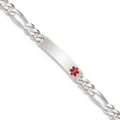 Sterling Silver Polished Medical Figaro Anchor Link ID Bracelet - 2