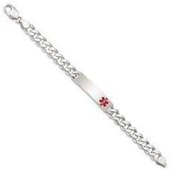 Sterling Silver Polished Medical Curb Link ID Bracelet - 12