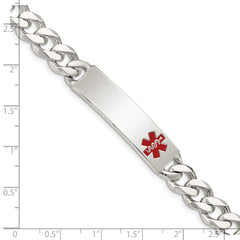 Sterling Silver Polished Medical Curb Link ID Bracelet - 11
