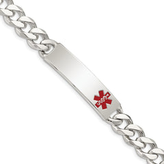 Sterling Silver Polished Medical Curb Link ID Bracelet - 12