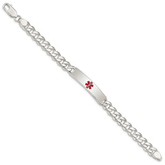 Sterling Silver Polished Medical Curb Link ID Bracelet - 2
