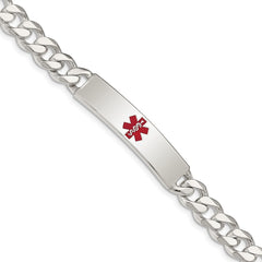 Sterling Silver Polished Medical Curb Link ID Bracelet - 2