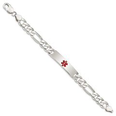 Sterling Silver Polished Medical Figaro Anchor Link ID Bracelet - 4