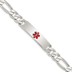 Sterling Silver Polished Medical Figaro Anchor Link ID Bracelet - 4