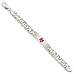 Sterling Silver Polished Medical Curb Link ID Bracelet - 4