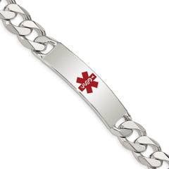 Sterling Silver Polished Medical Curb Link ID Bracelet - 4