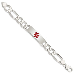 Sterling Silver Polished Medical Figaro Anchor Link ID Bracelet - 3