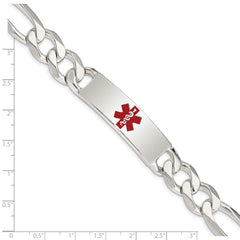 Sterling Silver Polished Medical Figaro Anchor Link ID Bracelet - 3