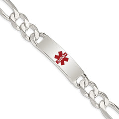 Sterling Silver Polished Medical Figaro Anchor Link ID Bracelet - 3