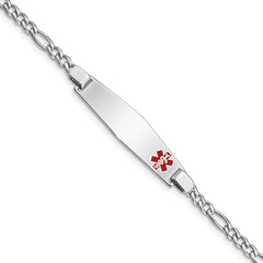 Sterling Silver Rhodium-plated Medical ID Figaro Link Bracelet - 16