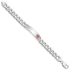 Sterling Silver Rhodium-plated Medical ID Curb Link Bracelet - 17