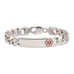 Sterling Silver Rhodium-plated Medical ID Curb Link Bracelet - 17