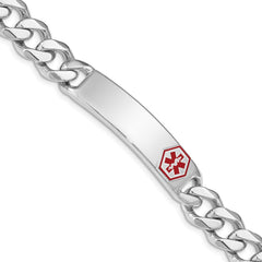 Sterling Silver Rhodium-plated Medical ID Curb Link Bracelet - 17