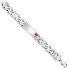 Sterling Silver Rhodium-plated Medical ID Curb Link Bracelet - 18