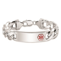 Sterling Silver Rhodium-plated Medical ID Curb Link Bracelet - 18