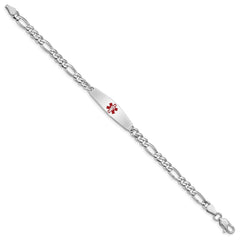Sterling Silver Rhodium-plated Medical ID Figaro Link Bracelet - 4