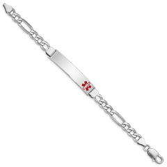 Sterling Silver Rhodium-plated Medical ID Figaro Link Bracelet - 18