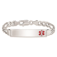 Sterling Silver Rhodium-plated Medical ID Figaro Link Bracelet - 18