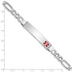 Sterling Silver Rhodium-plated Medical ID Figaro Link Bracelet - 18