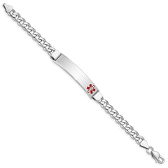 Sterling Silver Rhodium-plated Medical ID Curb Link Bracelet - 6