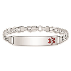 Sterling Silver Rhodium-plated Medical ID Curb Link Bracelet - 6