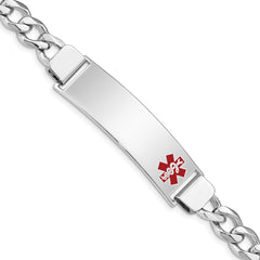 Sterling Silver Rhodium-plated Medical ID Curb Link Bracelet - 19