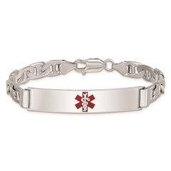 Sterling Silver Rhodium-plated Medical ID Anchor Link Bracelet - 11