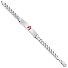 Sterling Silver Rhodium-plated Medical ID Curb Link Bracelet - 21