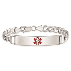 Sterling Silver Rhodium-plated Medical ID Curb Link Bracelet - 21