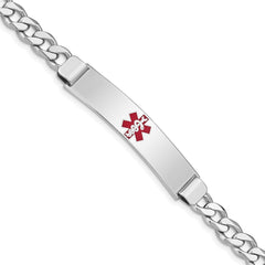 Sterling Silver Rhodium-plated Medical ID Curb Link Bracelet - 21